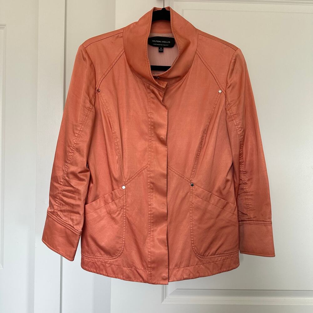 Hilton Hollis (12) Designer Coral Funnel Neck Jacket Resort Euro Utility Chore